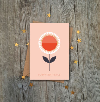 Geometric Flower Carnation Greetings Card